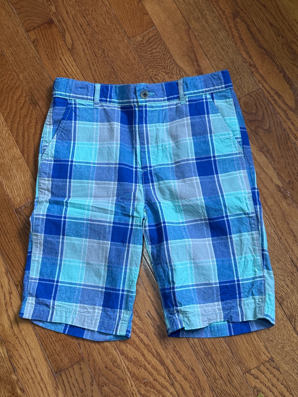 The Children’s Place Blue Plaid Cotton Shorts 12 NWOT